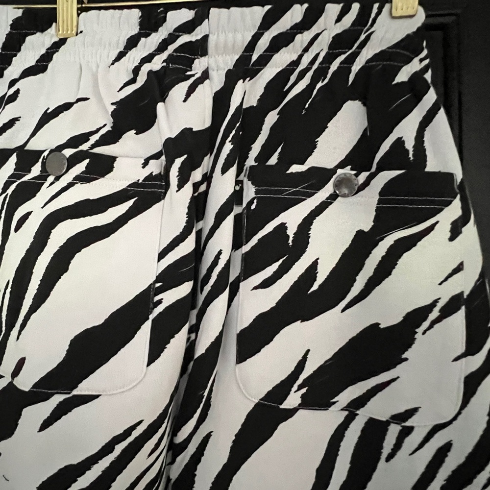 The Hundreds Zebra Print Pants with Pink Atom Bomb Graphic Embroidered - Picture 5 of 6